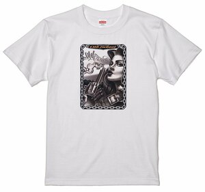 ローライダー ミューラル セクシーレディ Tシャツ W40 白 ギャング チカーノ メキシカン チョロ メキシコ S/M/L/XL