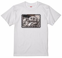 ローライダー Tシャツ MT05 白地 ミューラル シボレー マスター ボム S/M/L/XLから レトロ クラシック_画像2