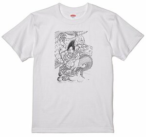和柄 風神 半袖 Ｔシャツ 白 和風 刺青 タトゥー S/M/L/XL jp15　横須賀 スカジャン デザイン優勝者