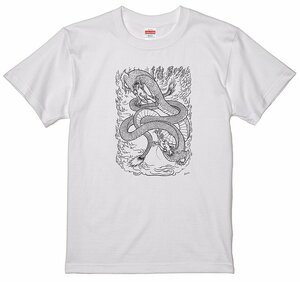 和柄 ドラゴン 龍 半袖 Ｔシャツ 白 和風 浮世絵 S/M/L/XL JP18 横須賀スカジャンデザインコンテスト優勝者 タトゥー 刺青