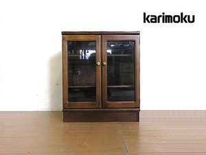 Karimoku/カリモク　リビングボード　　　サイドキャビネット/サイドボード/飾り棚/リビングシェルフ 両開きガラス扉