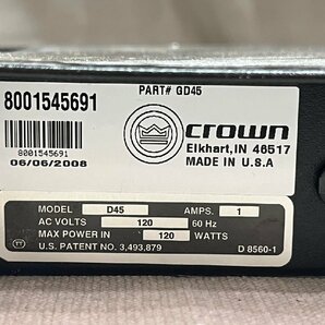 0852 ジャンク品 オーディオ機器 ステレオパワーアンプ crown d 45 クラウン AMCRON アムクロン②の画像6