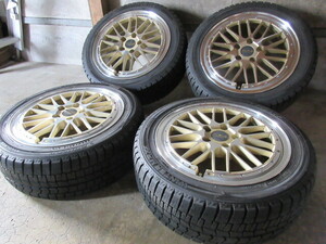 冬用+稀少(MESH)set!! RZA Leycross PRC (GOLD/P) (17x7+48 5H/114,3) バリ溝(DUNLOP WM02) 225/45R17 インテグラ アルテッツァ ブレイド 