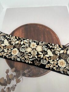 インド刺繍リボン人気ブラックチュール50cmまとめ割有り1mハンドメイド