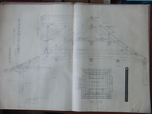 寺社建築図面●昭和３２年　葉山浄土宗相福寺本堂小屋組詳細図　三浦郡葉山町　設計士野本琢　240402　古文書_画像1