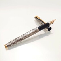 美品 PARKER パーカー 14K 万年筆 ボールペン 2本セット STERLING SILVER スターリング シルバー 925 75 シズレ 格子模様 筆記具 USA製_画像6