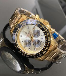 井上尚弥　防衛おめでとうセール　メンズ腕時計　オマージュ クロノ グラフ　スーツ　ダイバーズ　ステンレス　ゴールド　人気高品質1430
