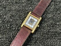 62●〇 Vintage Cartier Must Tank Three Color Gold Stripe Roman Index SM 腕時計 / カルティエ マストタンク スリーカラー 〇●_画像1