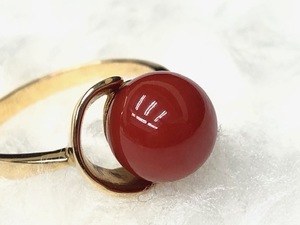 [*750.(K18) red .. coral coral ring ring jewelry . diameter approximately 8.4. weight approximately 3.4g approximately 12 number letter pack post service plus shipping possible ]