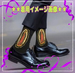 ★新品・未使用・送料込★両面 同柄 マリア様 デザイン メンズソックス 靴下 ★happysocks みたい？マリア像 maria