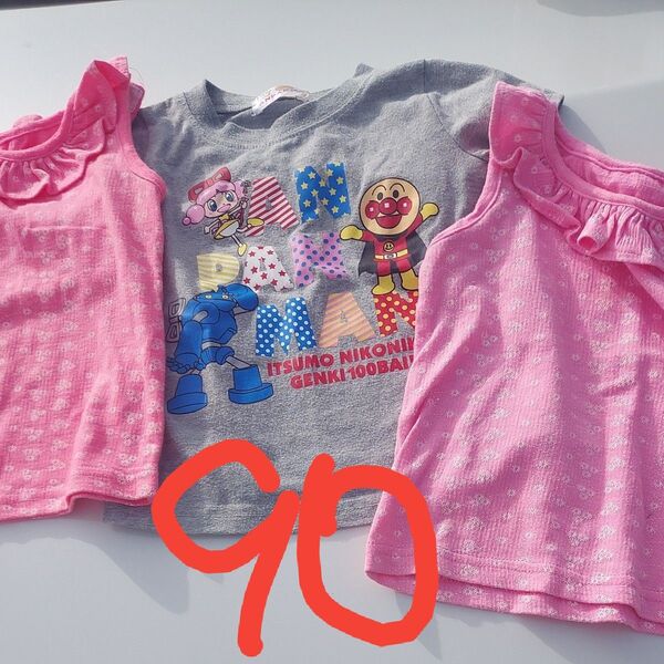 90サイズ タンクトップ 半袖 アンパンマン 女の子