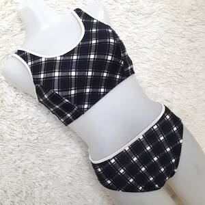  anonymity delivery adult check pattern black tube top bikini swimsuit black Mo