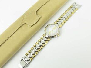  Cima CYMA men's wristwatch 433 quarts white face stylish Gold × silver color I28