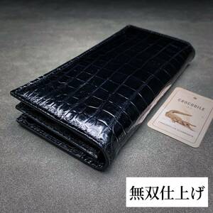 無双 折り財布(クロコダイル/長財布/センター部位/ハンドメイド/本物/腹革使用/本ワニ革/無双/ワニ革内装/新品未使用/実物写真)