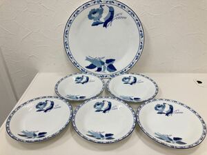 花井幸子 平皿 小皿 5客揃い 大皿 プレート 食器 洋食器 陶器 鳥柄 白磁 美品