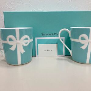 TIFFANY＆CO ティファニー ブルーボックス ブルーリボン ペアマグカップ ブランド 記念品 ※底に大東建託の印字あり 未使用品 箱付き栞付きの画像1