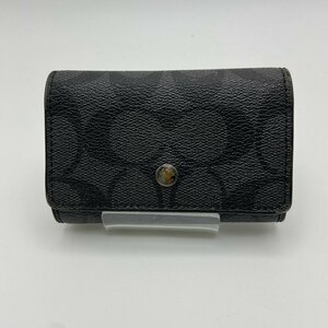 １円～　A-4　COACH　コーチ　キーケース　シグネチャー　F78675　５連　キーリング　ブラック　