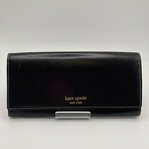 1円～ A-3 60 kate spade ケイトスペード 長財布 ロングウォレット フラップ ダークブラウン ピンクの画像1