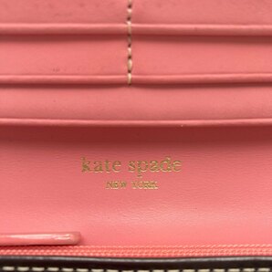 1円～ A-3 60 kate spade ケイトスペード 長財布 ロングウォレット フラップ ダークブラウン ピンクの画像6