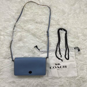 １円～　A-1　60　極美品　COACH　コーチ　20215　DINKY ディンキー がま口 ショルダーバッグ スカイブルー ボニーカシン