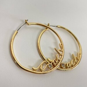 1 jpy ~ A-1 60 COACH Coach earrings Gold Logo hoop Circle Stone 