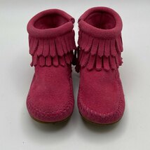 1円～　A-4　60　MINNETONKA ミネトンカ キッズ ショートブーツ ブーツ　ピンク　フリンジ　サイズ5　KIDS SIDE ZIP DOUBLE FRINGE BOOTS_画像6