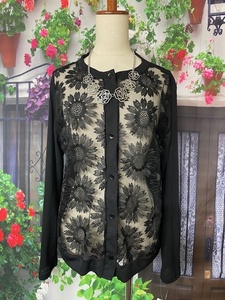 * new goods . flower embroidery sia- cardigan M~L(BK)