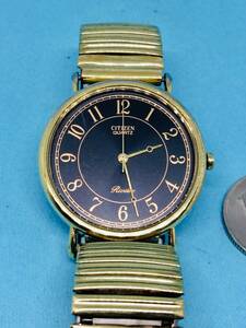 (F25)CITIZEN(*'▽')シチズン・クォーツ・ラウンド（電池交換済み）YPゴールド・メンズ腕時計USED（送料全国一律185円）素敵な時計です。