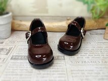 ●ストラップシューズ*ブラウン*DD*DDdy/SD(女の子)共通サイズ(ドール靴の内寸：縦 約7.5cm / 横 約3.0cm) ●_画像3