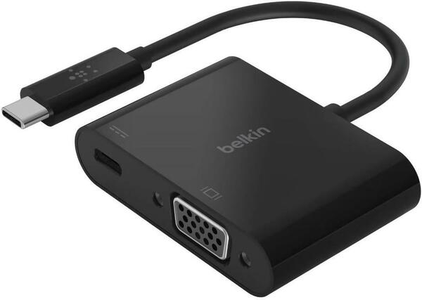 Belkin USB-C to VGA + USB-C 60W PD 対応変換アダプタ iPhone15/iPad Pro mini/MacBook Pro Air/Windows/Surface/Chromebook AVC001btBK