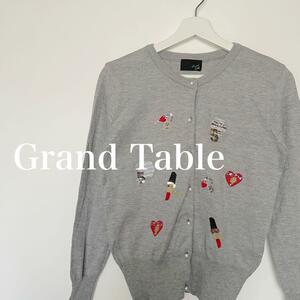 Grand table　グランターブル　刺繍　綿ニット　長袖　カーディガン