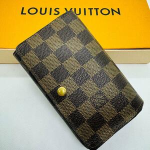 極美品 LOUIS VUITTON ルイヴィトン ダミエ ビエ トレゾール コンパクト エベヌ 二つ折り財布 L字ファスナー N61730 コンパクトウォレット