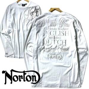 【XX-LARGE】新品 ノートン 長袖 Tシャツ Norton GOTCHA取扱 速乾コットン ビッグロゴ 刺繍 ロンT インナー XXL 春夏 ゴルフ◆R278