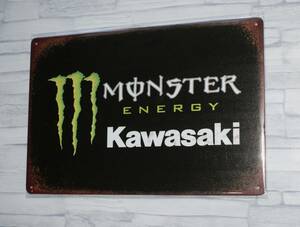 ブリキ看板　カワサキ　モンスターエナジー　Monster Energy Kawasaki