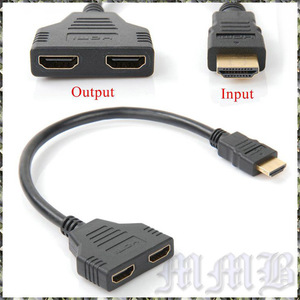 [AV] 1 In 2 Out HDMI Splitter Cable 720P 1080i 1080P 2つの画面に同時出力できる 便利な HDMI スプリッター ケーブル 30cm 【送料無料】