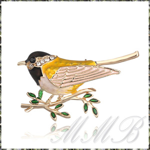 [BROOCH] Gold Enamel Cute Oriole Bird キュート エナメル彩色 ボルチモア ムクドリ モドキ 野鳥 デザイン 4.5cm ブローチ