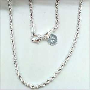 [NECKLACE] 925 Silver Plated Shine Twisted Line ツイスト ロープ スリムチェーン シルバー ネックレス φ2.5x450mm (8g)