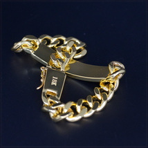 [BRACELET] 18K GOLD PLATED SQUARE LOCK スクエア ロック メタルプレート 2面喜平チェーン ゴールド ブレスレット 10x200mm (34.5g)_画像4