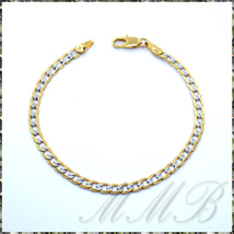 [BRACELET] Yellow & White Gold Filled センター ホワイトゴールド デザイン 喜平チェーン ブレスレット 4x200mm (5g) 【送料無料】_画像1