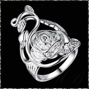 [RING] 925 Sterling Silver Plated Luxury Beautiful Rose HUGE ローズ 薔薇 (バラ) リング 12号