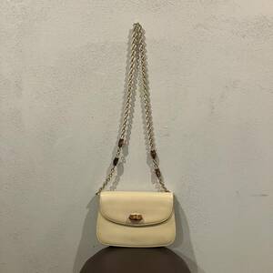 *[ selling out ]GUCCI Gucci 004 14 0468 bamboo leather Turn lock chain shoulder bag shoulder .. lady's beige 