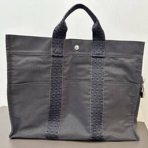 ☆【美品/使用回数わずか】HERMES エルメス エールラインMM キャンバス シルバー金具 ハンドバッグ トート レディース メンズ グレー系の画像2