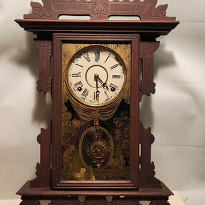 E.N.WELCHウェルチ柱時計 アメリカ製 掛時計 アンティーク 振り子時計 ゼンマイ式の画像1
