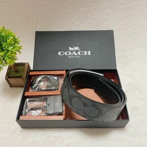 【24時間以内発送】COACH 　ベルト　バックル　リバーシブル　ブラック　新品　レザー