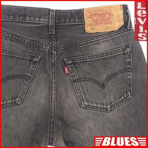 即決★イギリス製 リーバイス 501★W32 ブラックデニム UK Levis メンズ ボタンフライ 鬼ヒゲ 90’s ヴィンテージデニム 黒