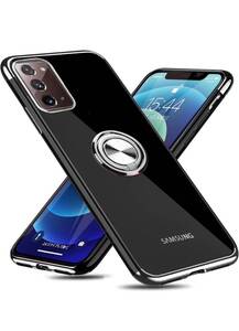 Galaxy Note 20 ケース リング付き クリア 耐衝撃 スタンド機能 透明 TPU 車載ホルダー対応 サムスン カバー 銀 W-YXZH-19-03/A45