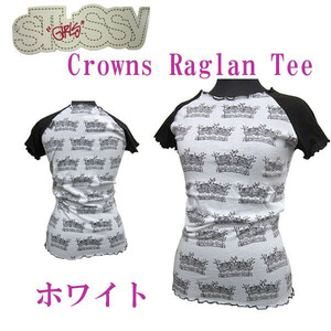 新品 ◆ステューシーガール ◆Stussy Girls ◆レディース ◆半袖カットソー Tシャツ Crowns ラグラン Tee ◆シロ ◆(XS) 全国送料無料