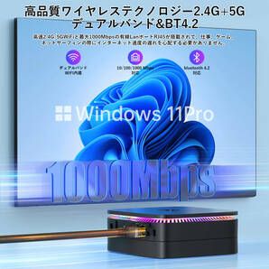 ミニPC 最新第12世代 Intel N100 ミニpc ミニパソコン Windows11 Pro mini pc 16GB DDR4 512GB SSD ミニデスクトップパソコン 4K@60Hz 2画の画像3