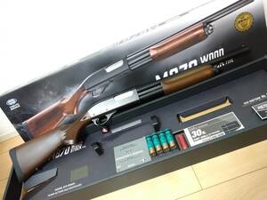 【美品】東京マルイ ガスショットガン M870 ウッドストックタイプ（純正ブルーショットシェル型マガジン4発付）