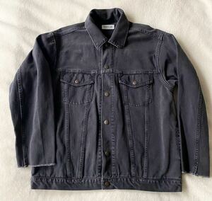 RON HERMAN DENIM /ロンハーマンデニムデニムジャケット Gジャン 袖口カットオフ Lサイズ 日本製　ブラック OCEANS SAFARI OVY